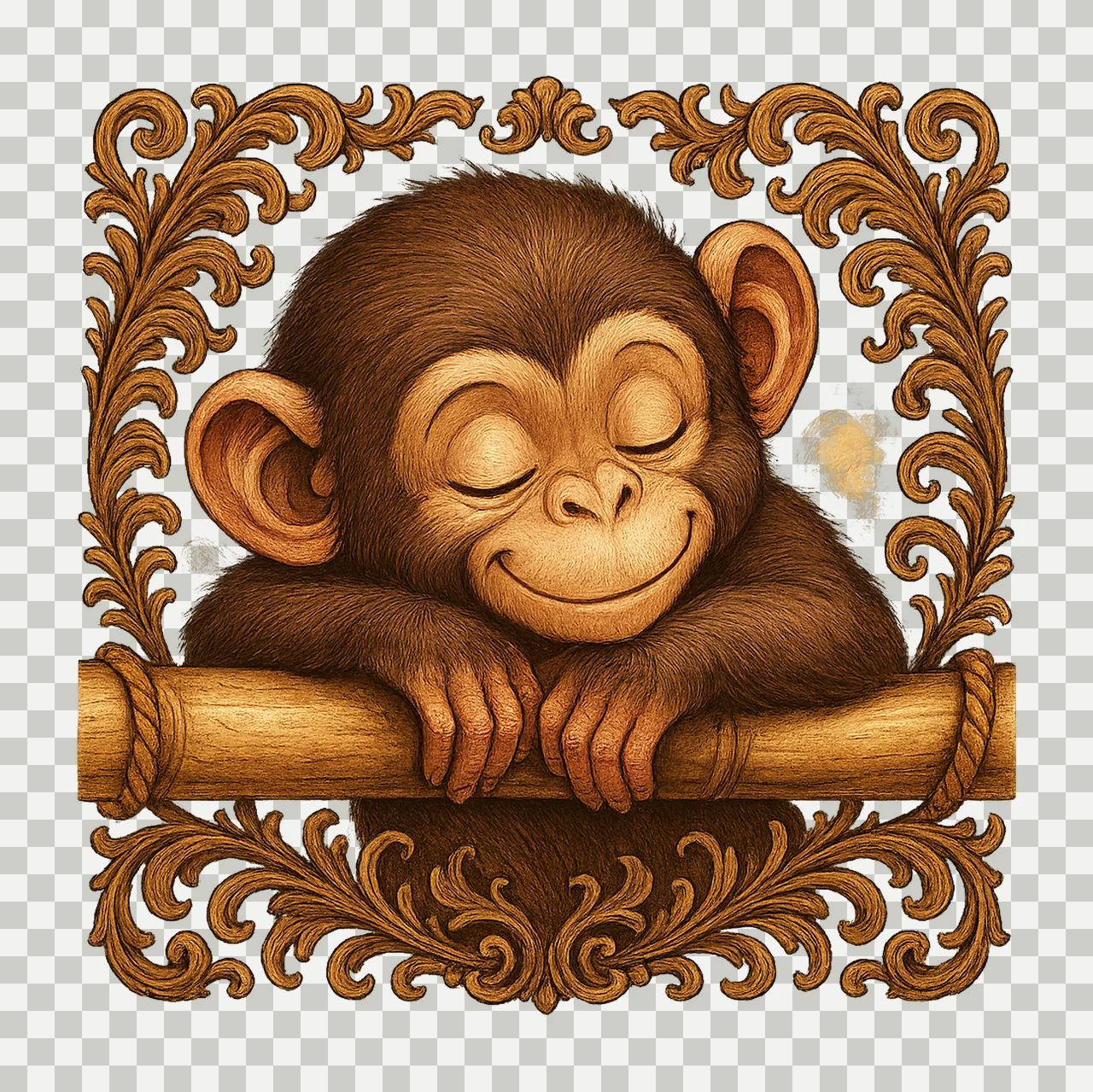 Watercolor Monkey Artwork Safari Animals Clip Art Cute transparency and detail preview thumbnail