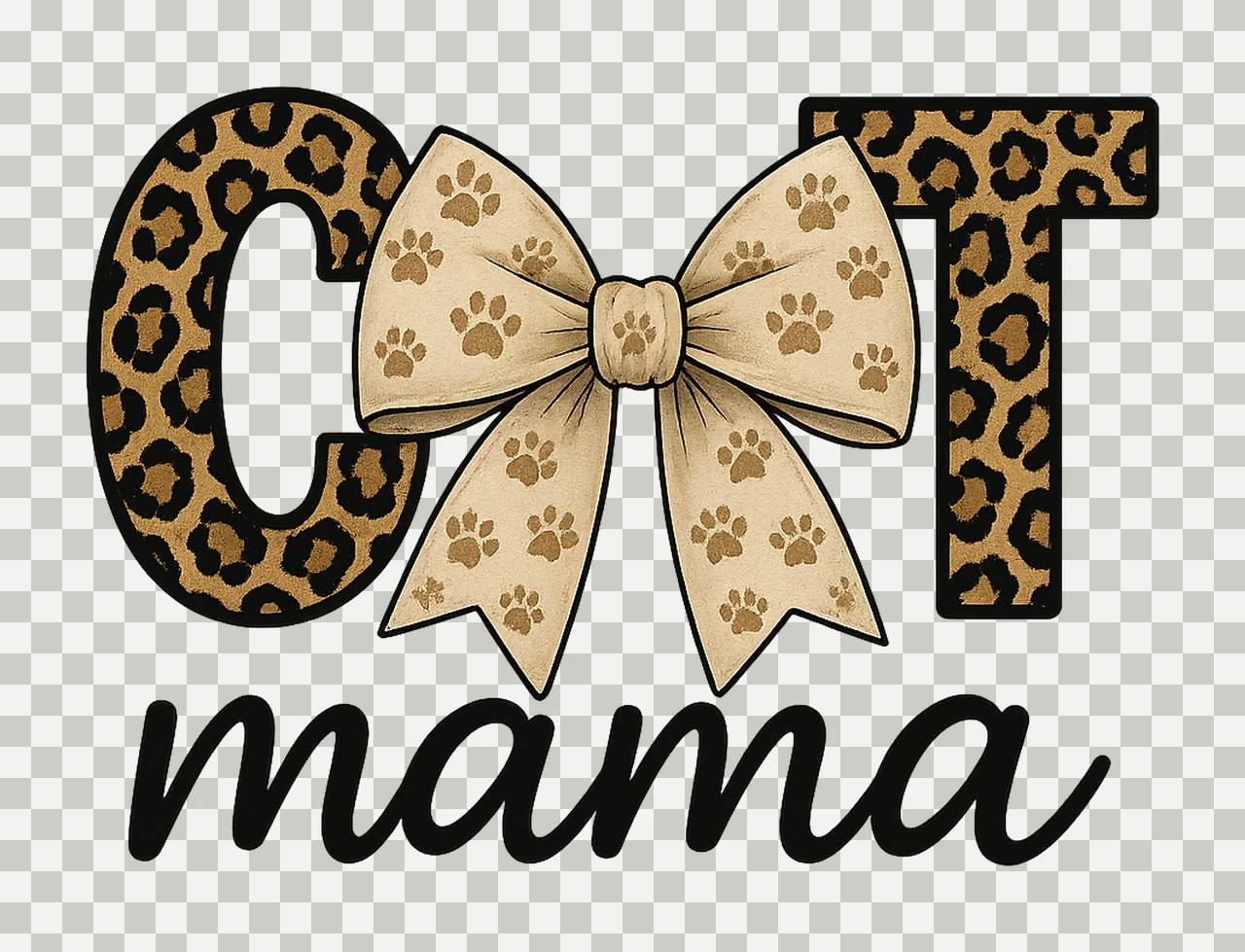 Cat mama coquette bow Mother Day cat mom shirt design transparency and detail preview thumbnail