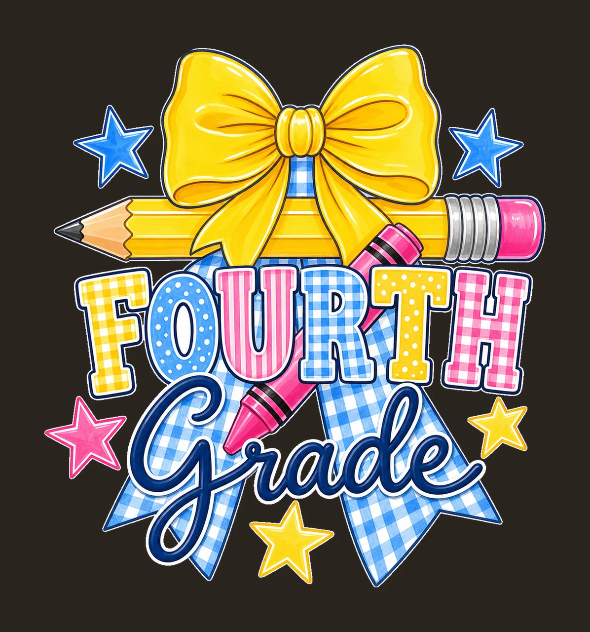 Coquette Back To School Pencil Bow Grade Variation A contrast preview thumbnail