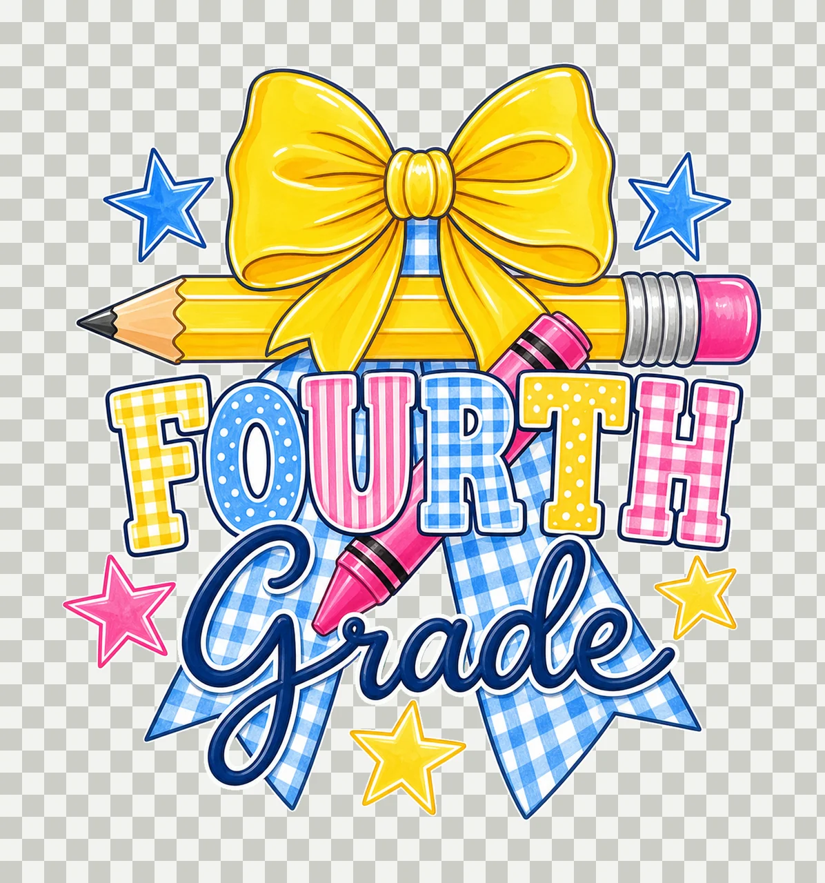 Coquette Back To School Pencil Bow Grade Variation A transparency and detail preview thumbnail