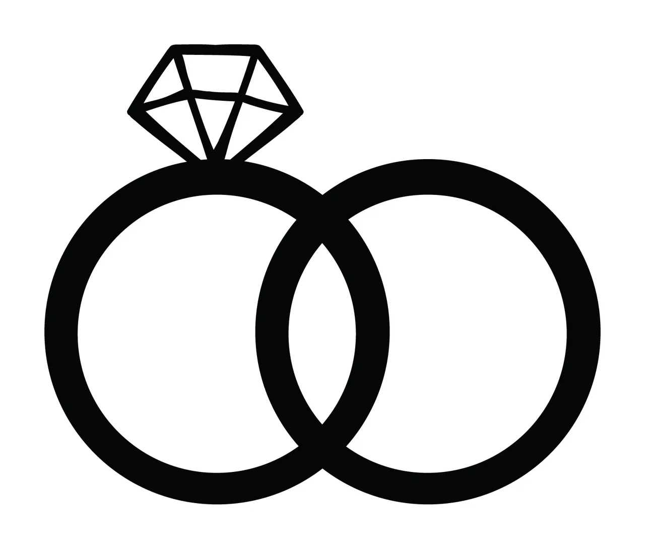 Wedding Rings Interlocked With Diamond And Jewelry