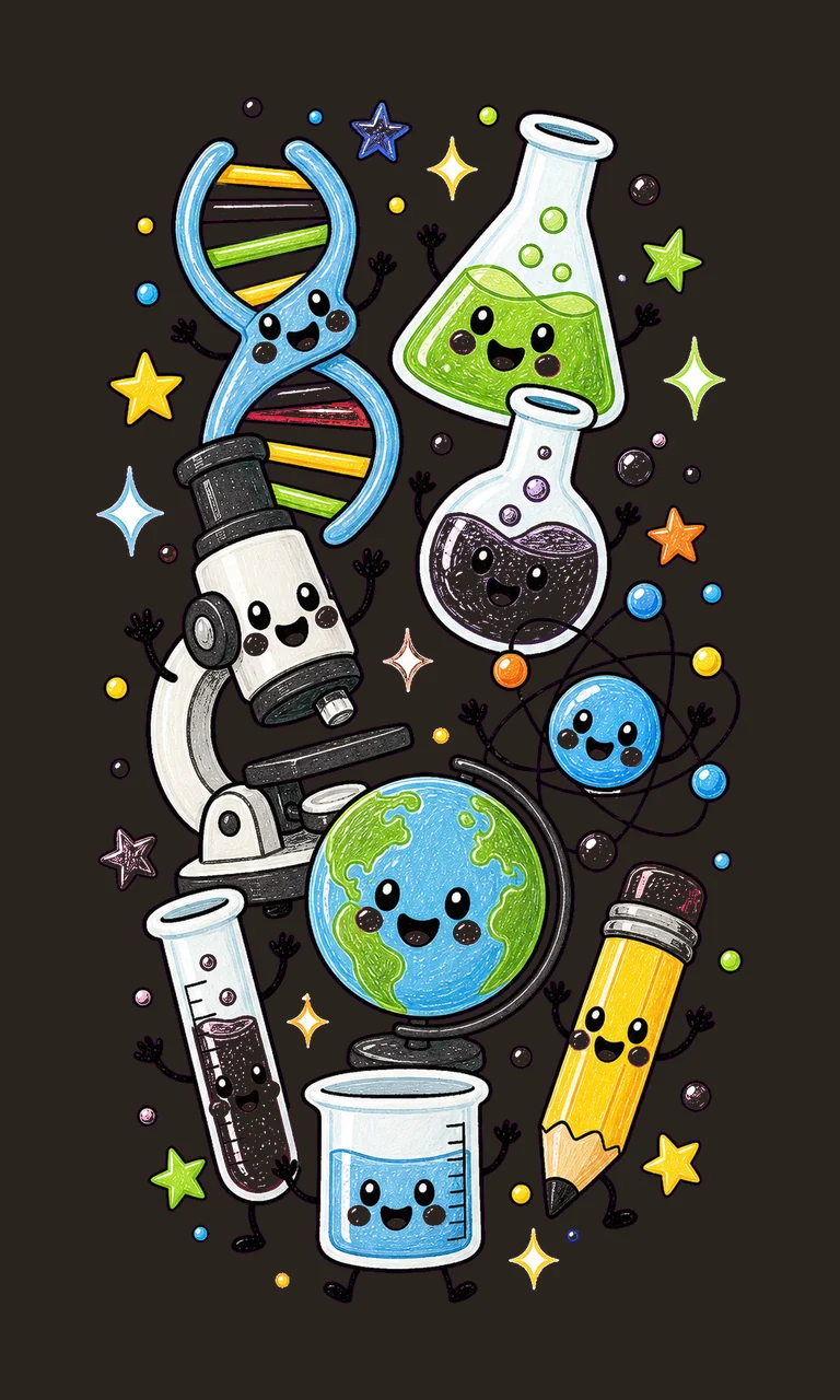 Science Teacher Doodle Characters STEM Teacher Design DNA contrast preview thumbnail