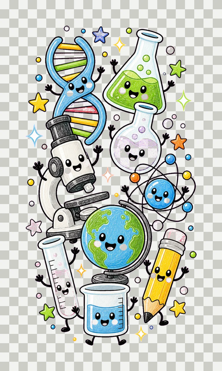 Science Teacher Doodle Characters STEM Teacher Design DNA transparency and detail preview thumbnail