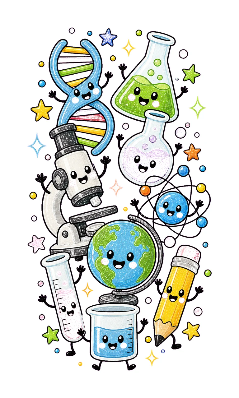 Science Teacher Doodle Characters STEM Teacher Design DNA