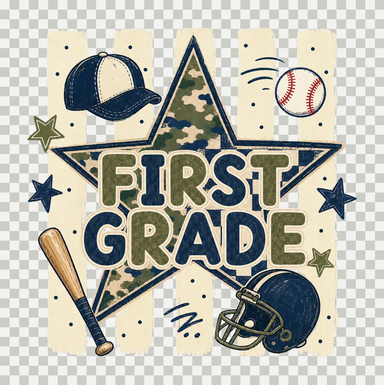 Star Camo Boys School Grade Series sublimation Variation C transparency and detail preview thumbnail
