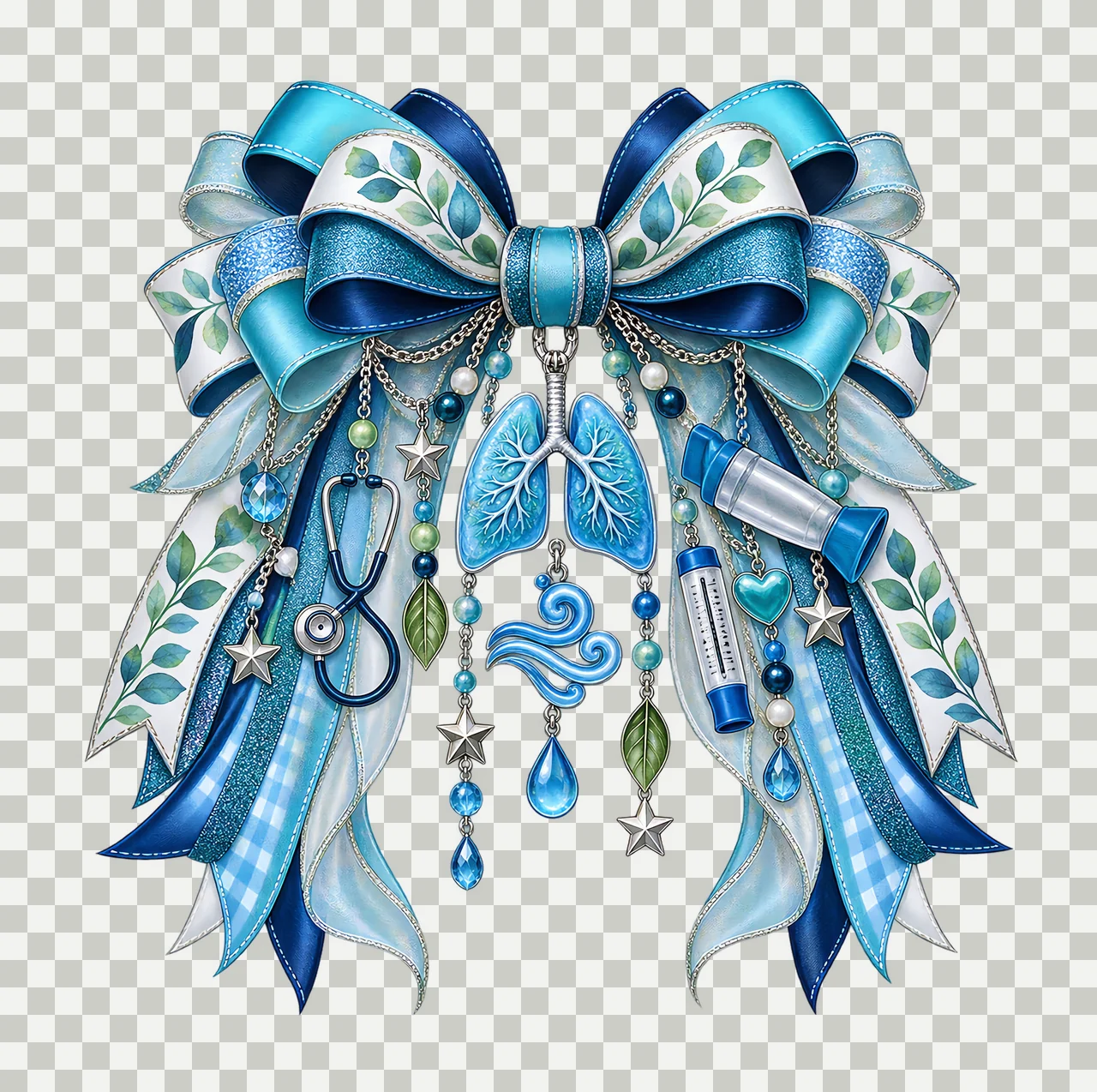 Respiratory Care Awareness PNG, Lungs and Inhaler Coquette Bow, No Text Sublimation Clipart, Transparent Digital Download transparency and detail preview thumbnail