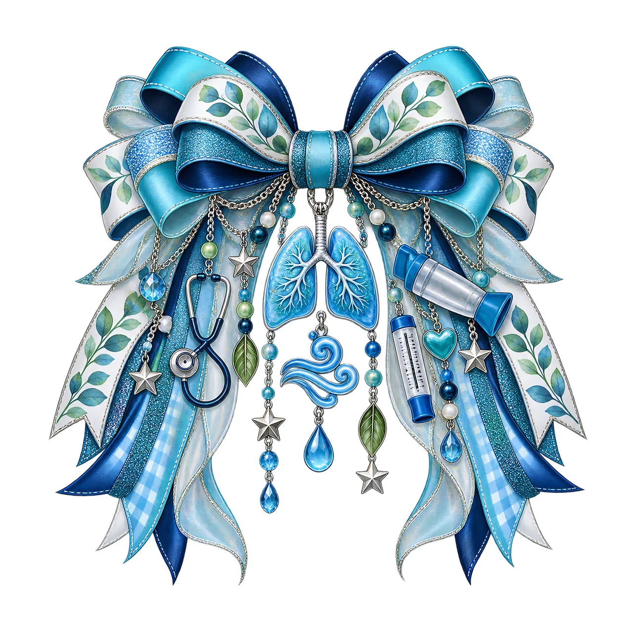 Respiratory Care Awareness PNG, Lungs and Inhaler Coquette Bow, No Text Sublimation Clipart, Transparent Digital Download