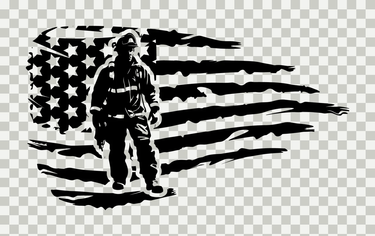 Can Glass Wrap American Flag Firefighter Silhouette transparency and detail preview thumbnail