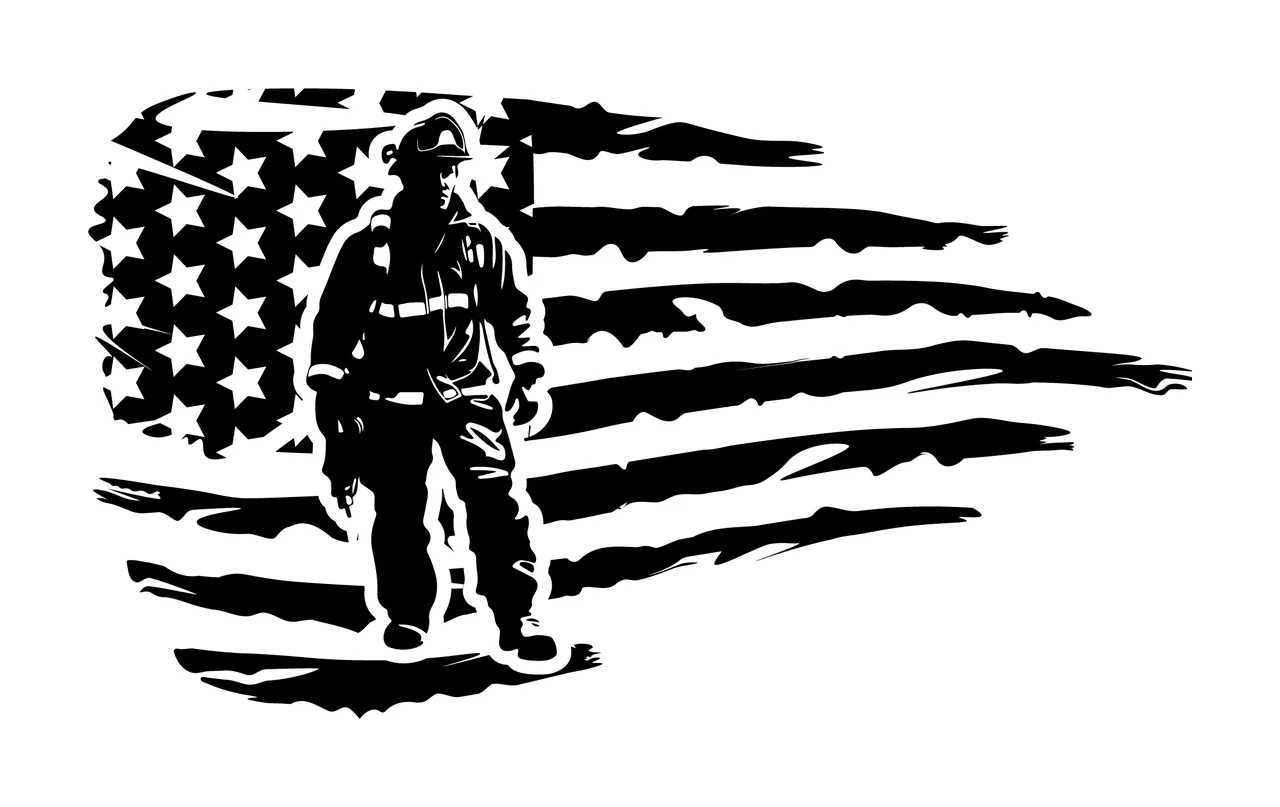 Can Glass Wrap American Flag Firefighter Silhouette