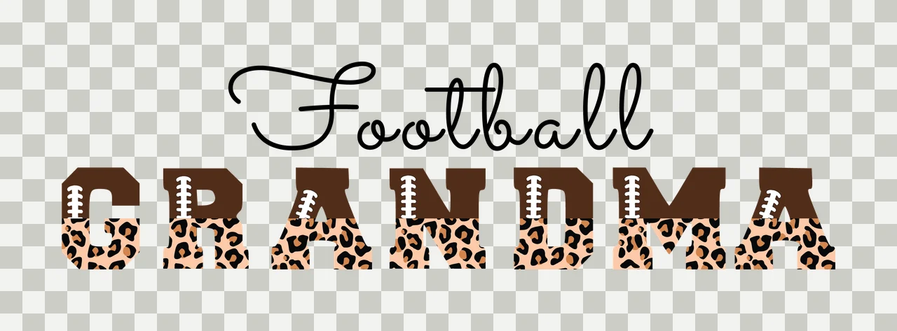 Football Grandma Text With Patterned Letters letter print black transparency and detail preview thumbnail