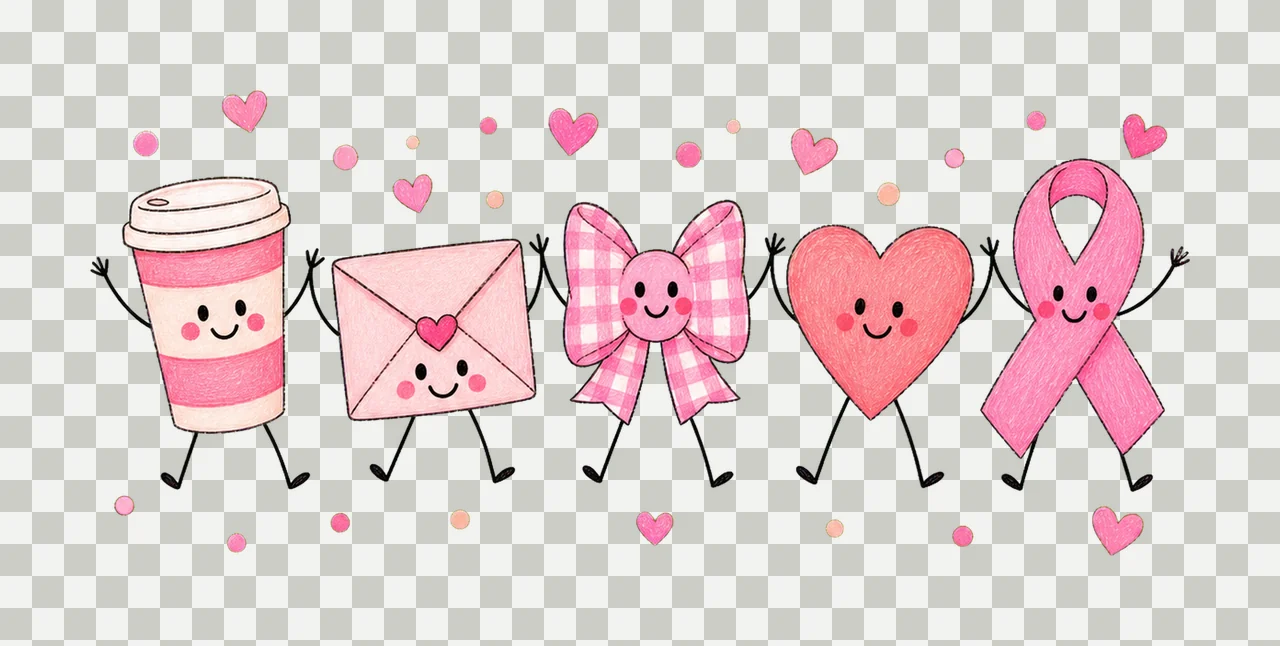 Trendy Breast Cancer Awareness Doodle Cute Variation C transparency and detail preview thumbnail