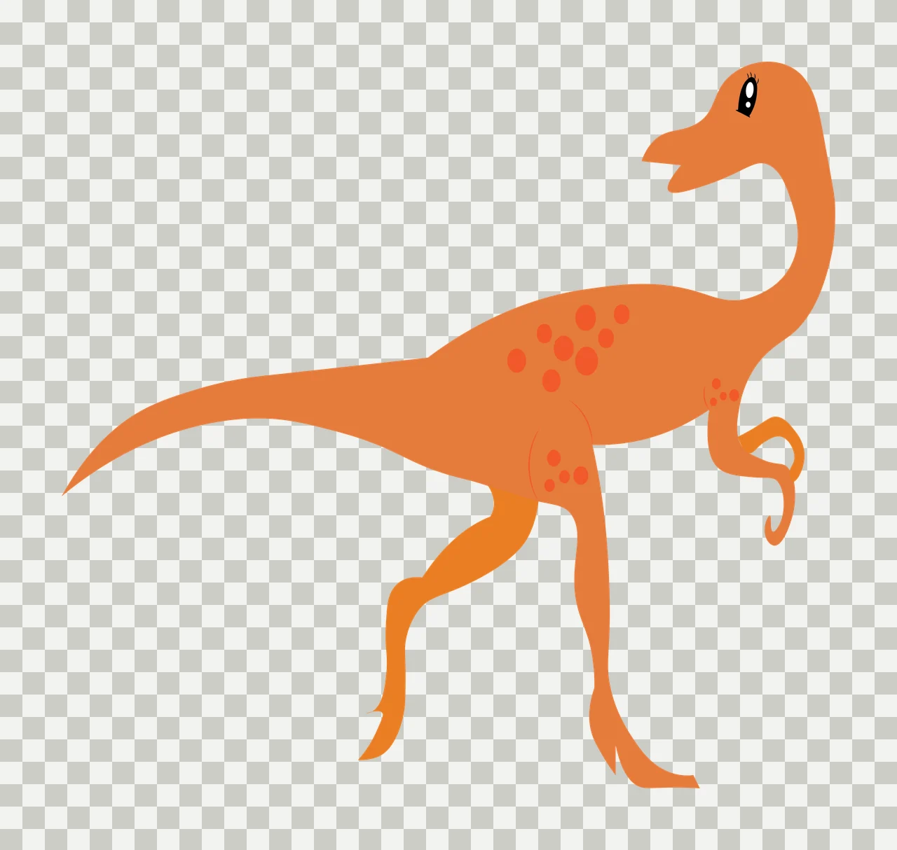 Dinosaur Bipedal Long Neck Walking In Silhouette Profile tail transparency and detail preview thumbnail
