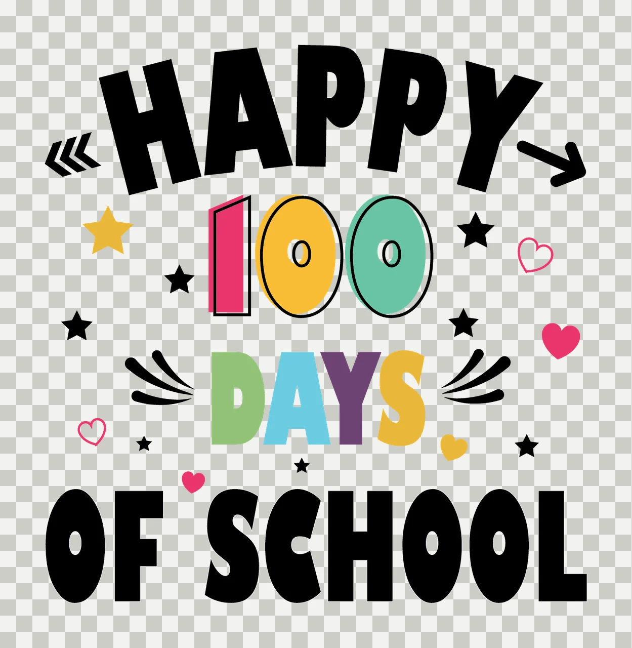 Of School Typographic communicating stars hearts arrows black transparency and detail preview thumbnail