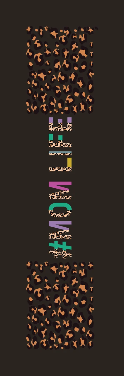 #MOM LIFE Typography Design with leopard print pattern, MOM LIFE text and multicolored letters in black, tan and purple contrast preview thumbnail
