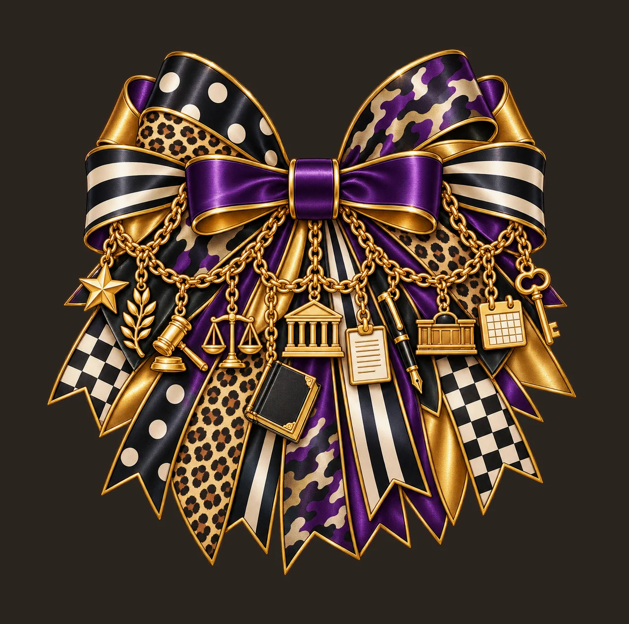 Judge Bow Charm PNG, Gold Chain Charms, Transparent Sublimation Design, Digital Download contrast preview thumbnail