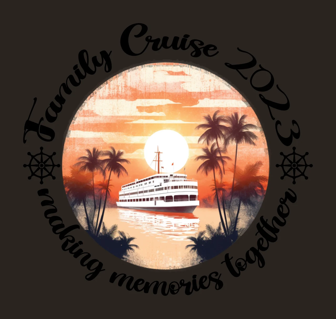 Family Circular Text ship wheel circle black white vacation contrast preview thumbnail