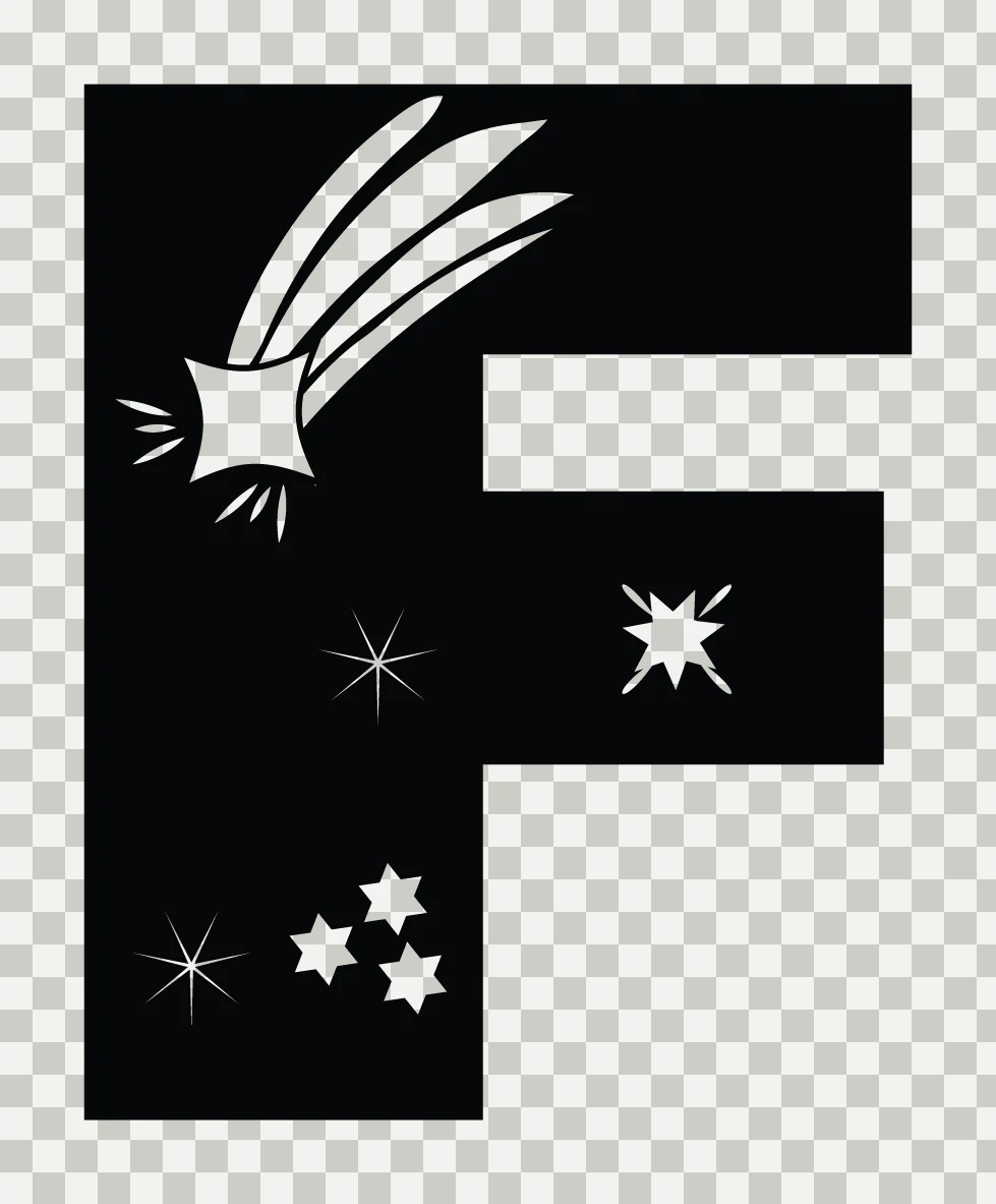 Space Letter F Shooting Star transparency and detail preview thumbnail