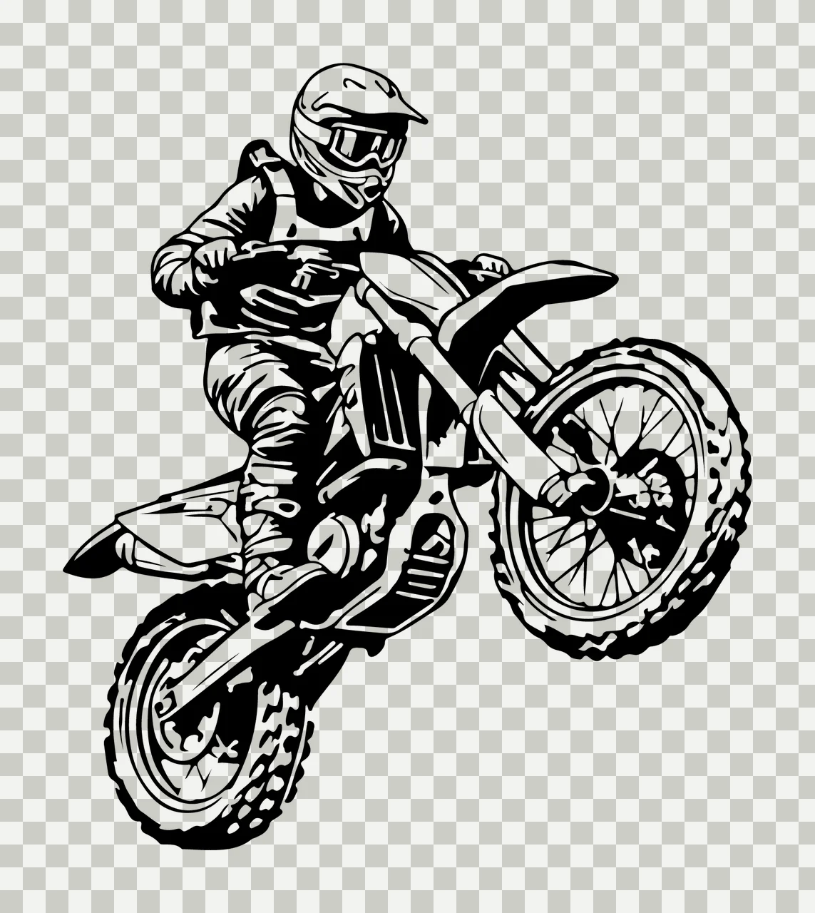 Motocross Rider Jumping On Motorcycle Illustration helmet goggles transparency and detail preview thumbnail