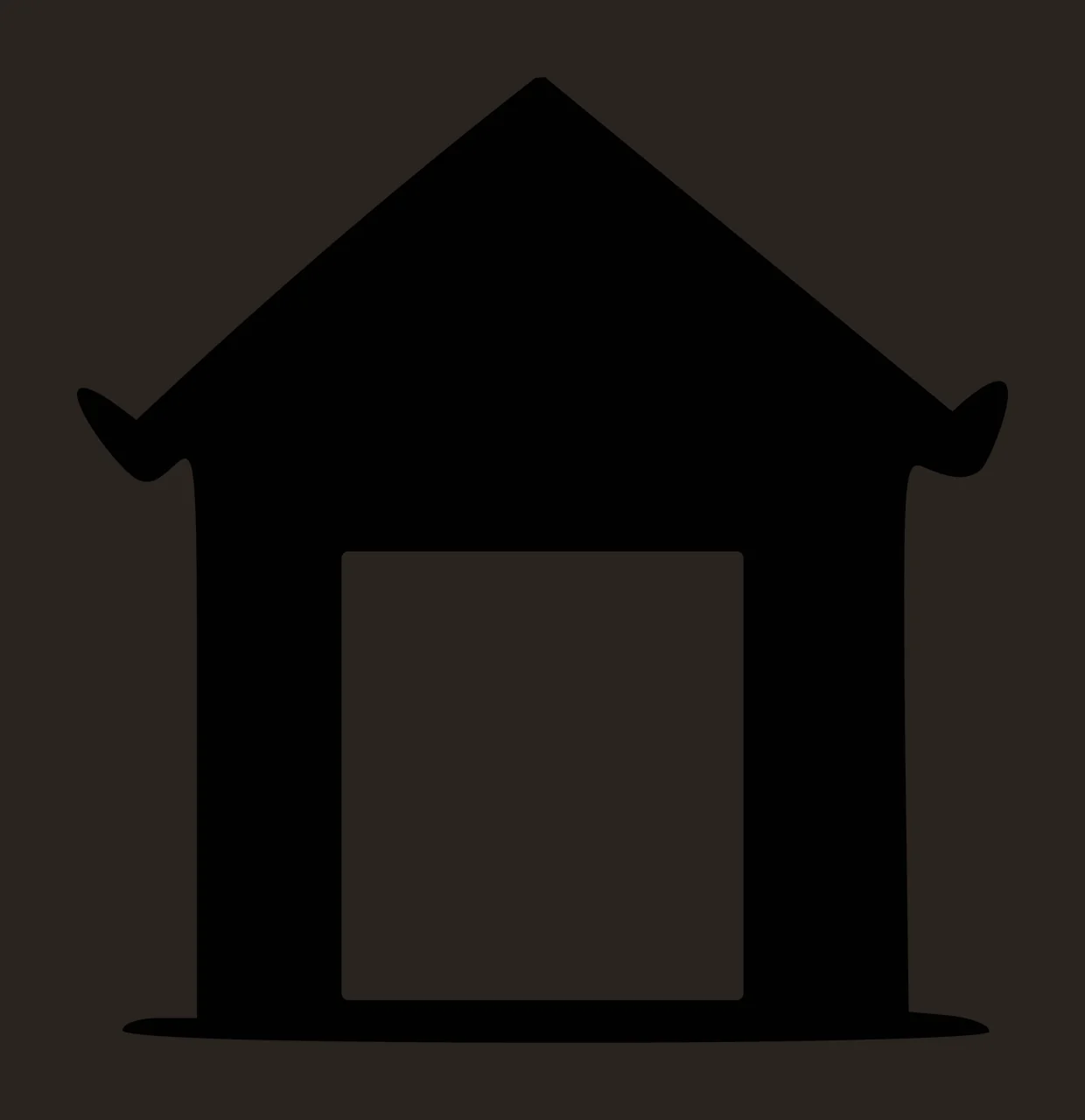 Black house silhouette Illustration with triangular roof and rectangular doorway in white contrast preview thumbnail
