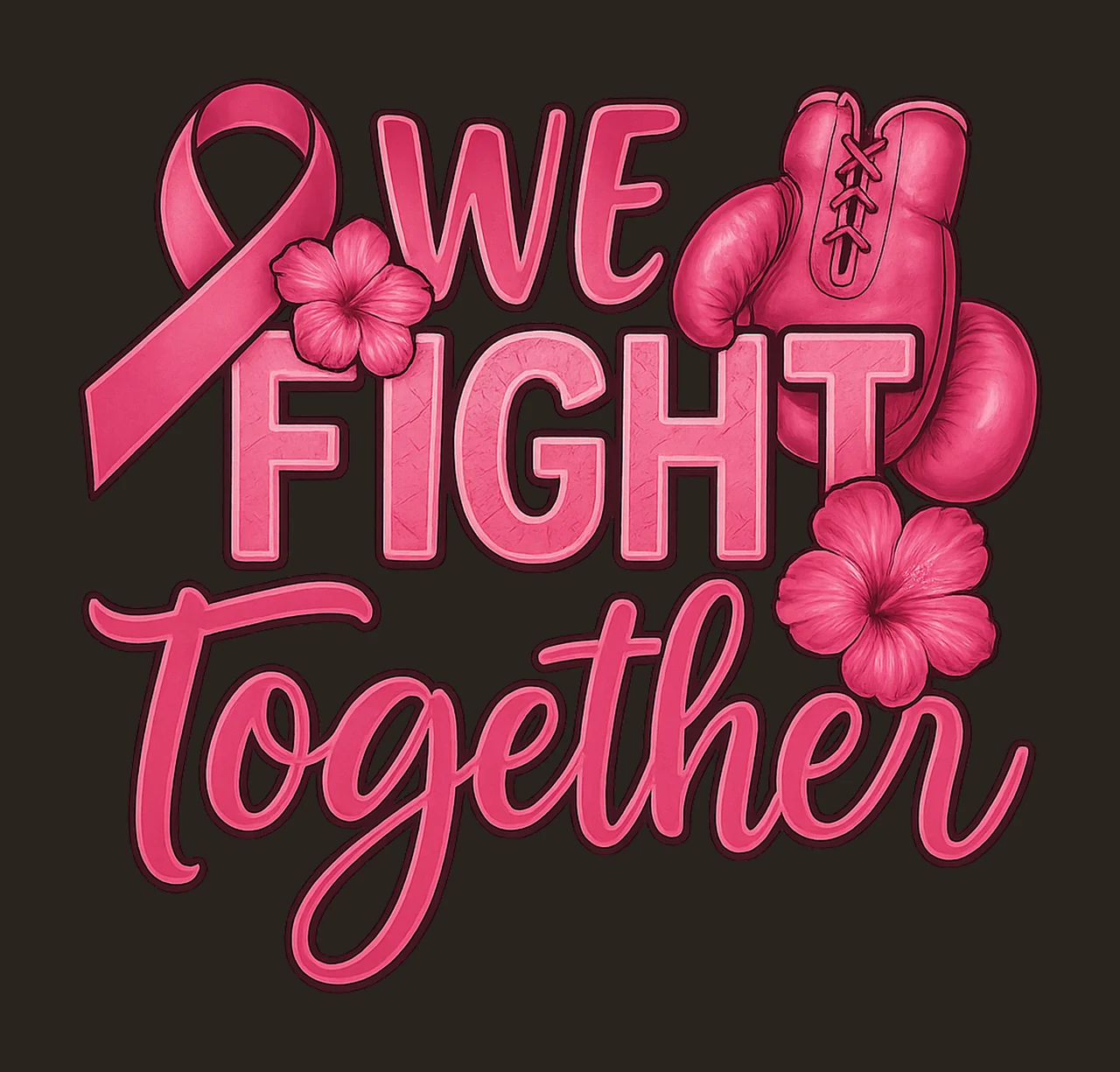 We fight together Breast Cancer sublimation design download contrast preview thumbnail