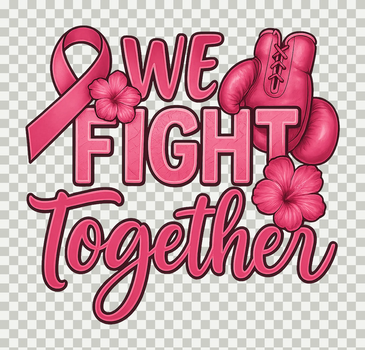 We fight together Breast Cancer sublimation design download transparency and detail preview thumbnail