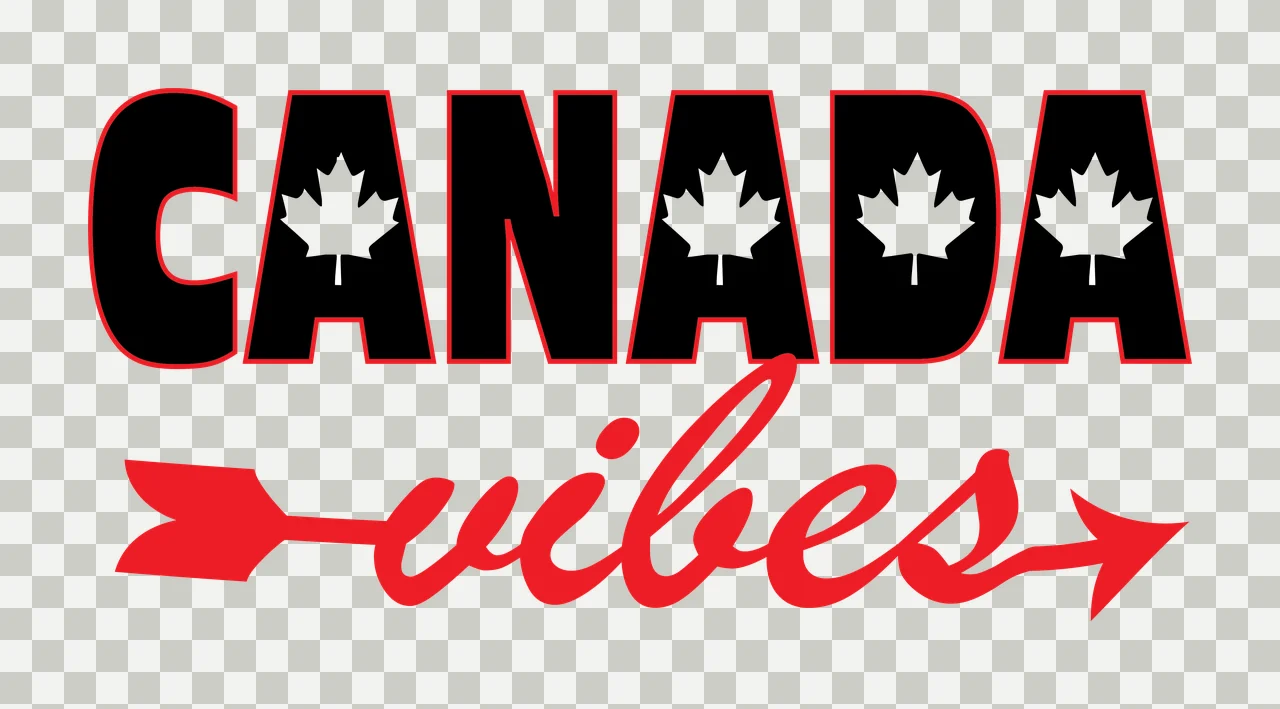 Canada Vibes Text With Maple Leaves decorating leaf arrow typography transparency and detail preview thumbnail