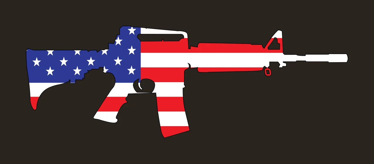 Black Rifle Star Striped Silhouette stars stripes white firearm contrast preview thumbnail