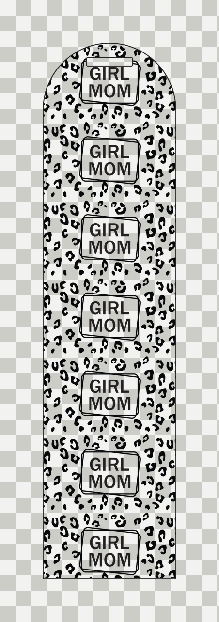 Girl Mom Tags With Leopard Print patterned graphic black white transparency and detail preview thumbnail