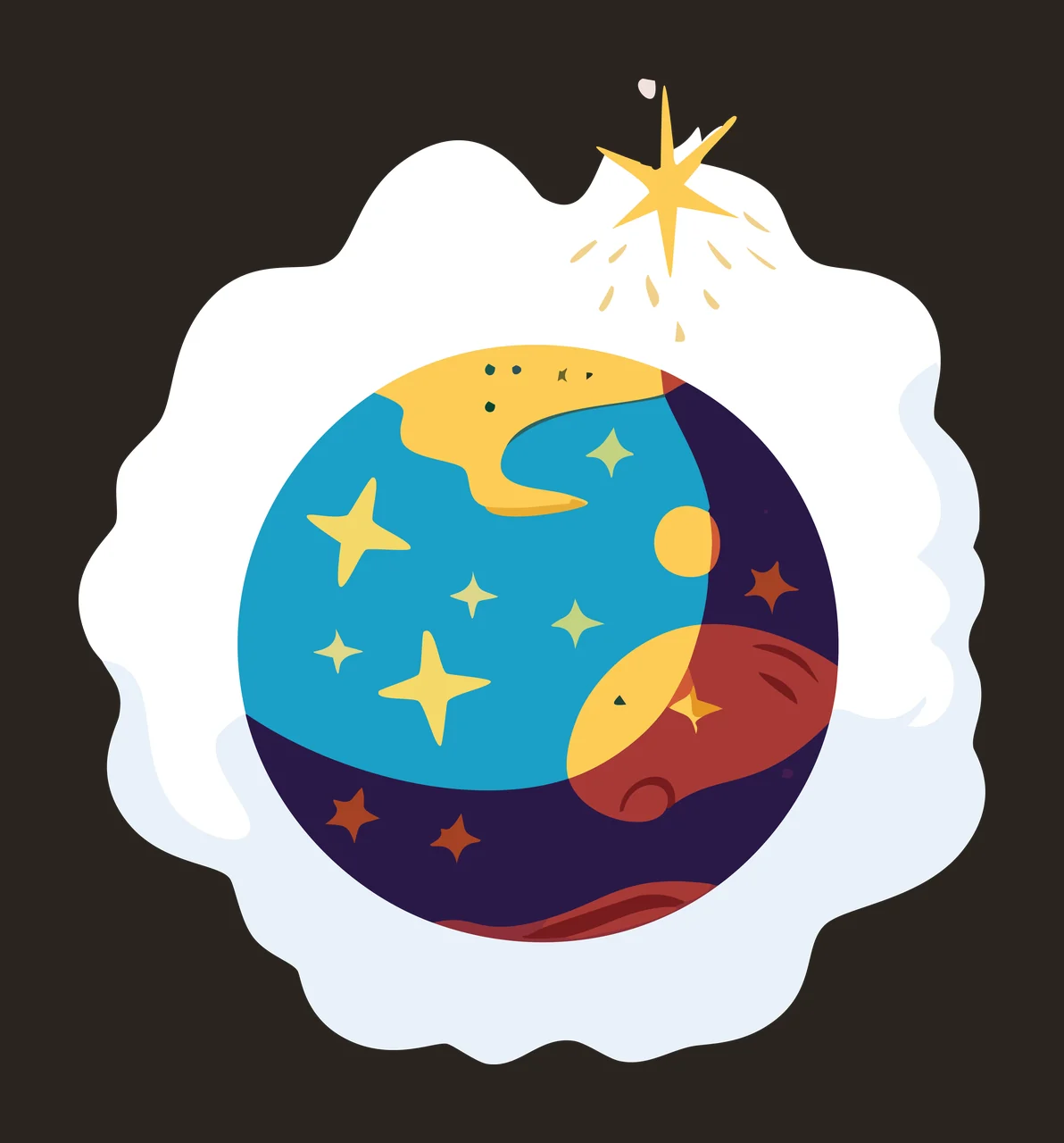 Space Planet With Stars In Cloud line drawing silhouette black contrast preview thumbnail