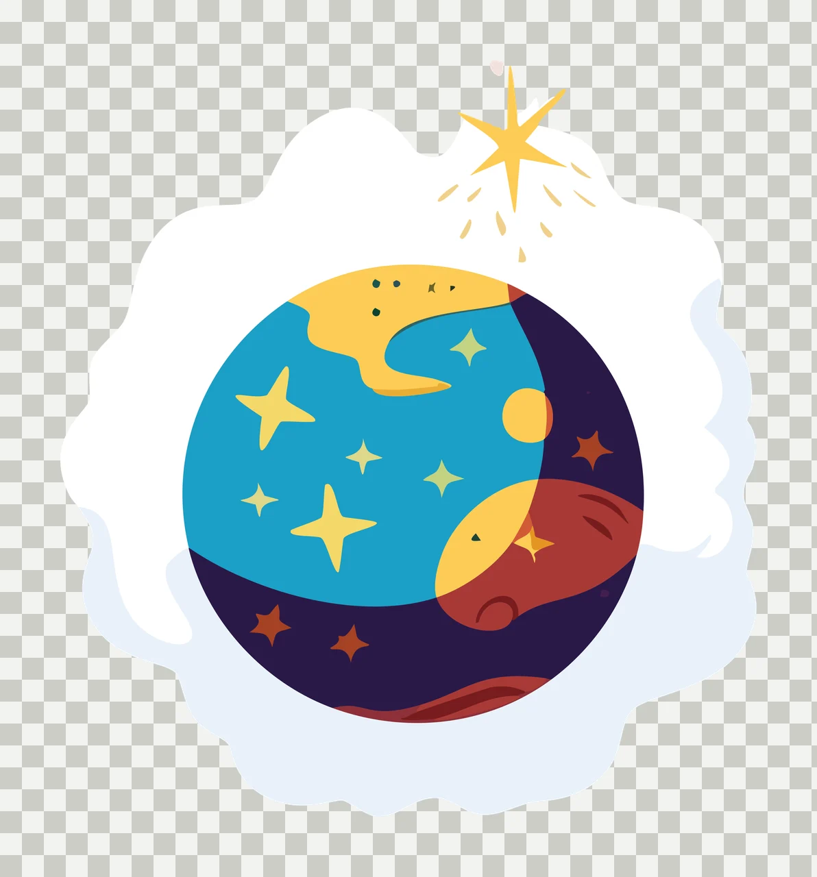 Space Planet With Stars In Cloud line drawing silhouette black transparency and detail preview thumbnail
