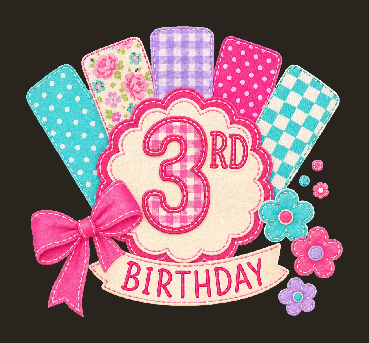 Preppy Patchwork Birthday age 03 contrast preview thumbnail
