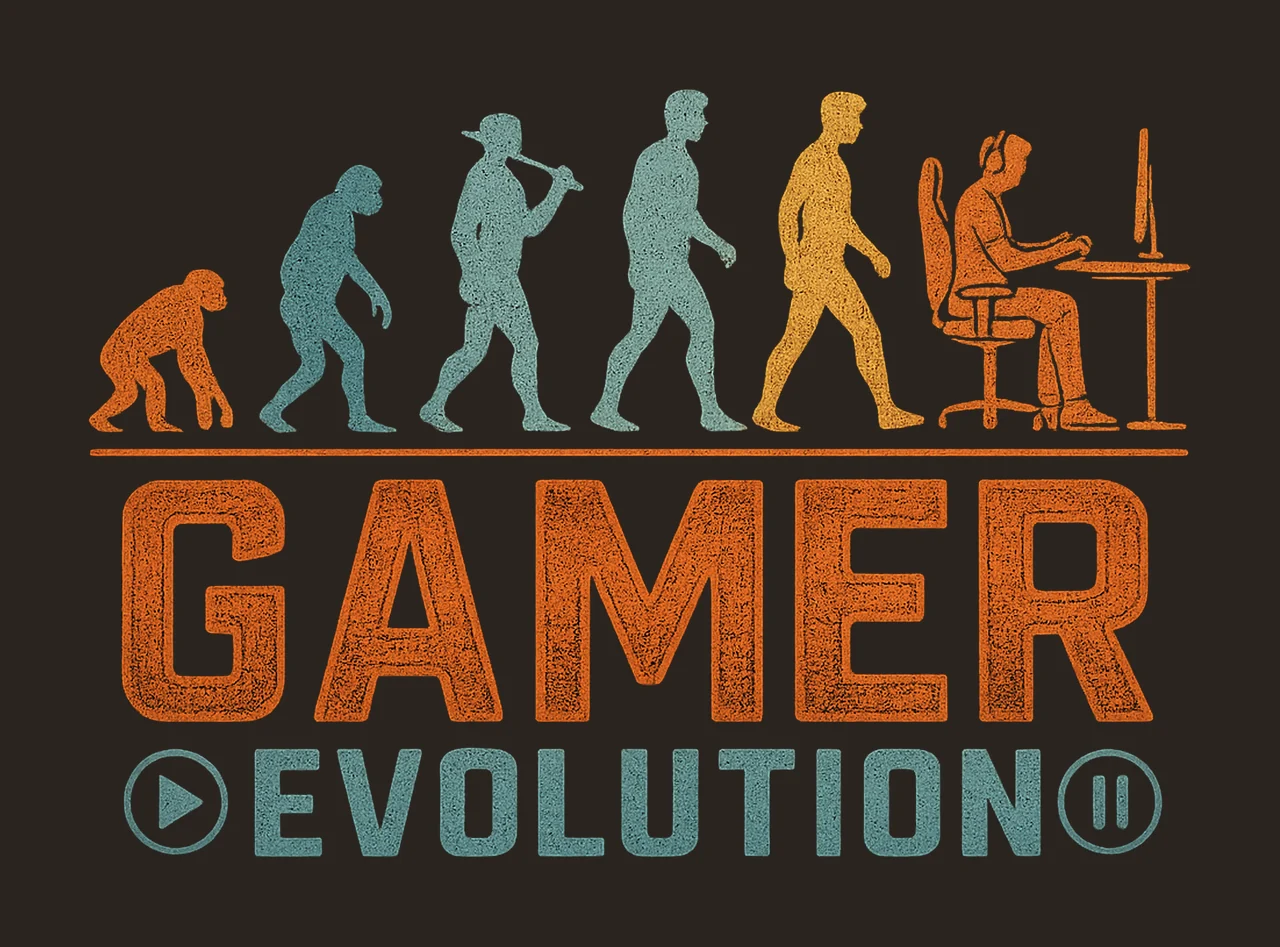 Gamer Evolution Funny Gaming Design Retro Game Artwork Gamer contrast preview thumbnail