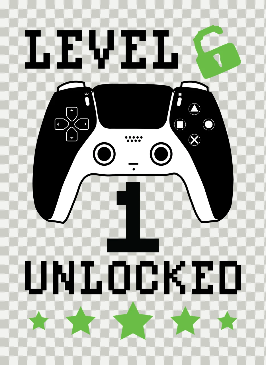 Level 6 1 Unlocked Gaming Controller Graphic locked lock stars transparency and detail preview thumbnail