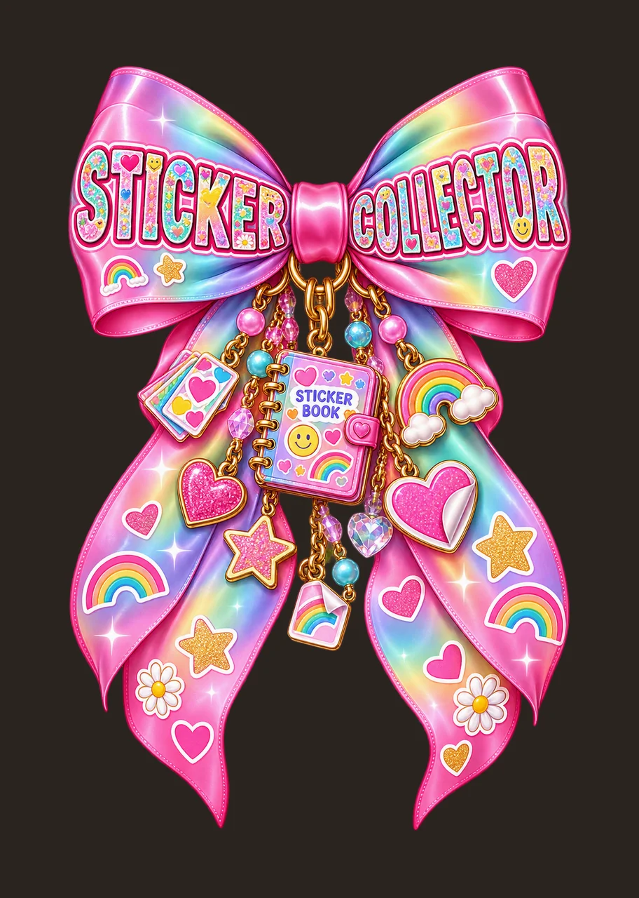 Sticker Collector Bow Charm PNG, Coquette Ribbon Sublimation, Transparent Digital Download contrast preview thumbnail