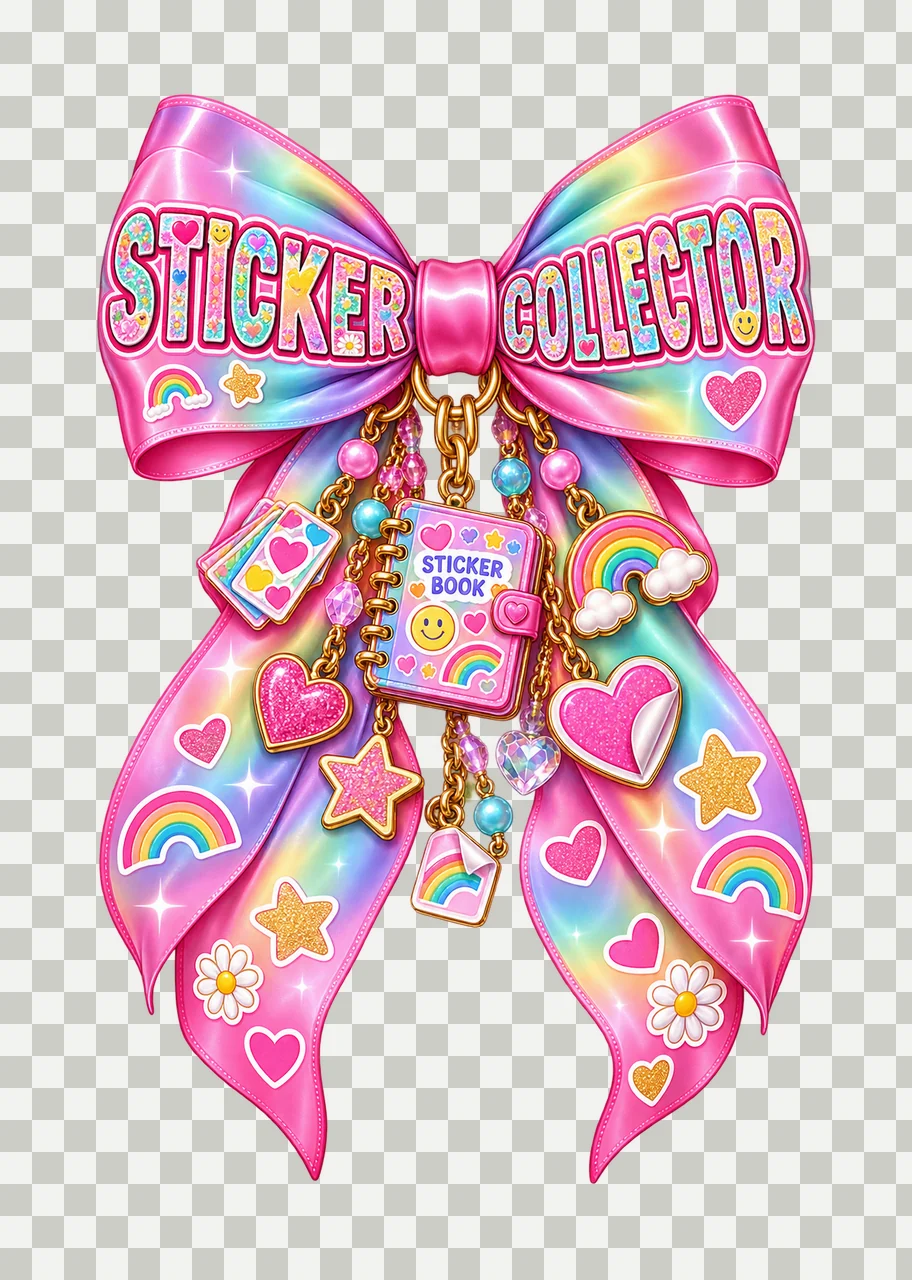 Sticker Collector Bow Charm PNG, Coquette Ribbon Sublimation, Transparent Digital Download transparency and detail preview thumbnail