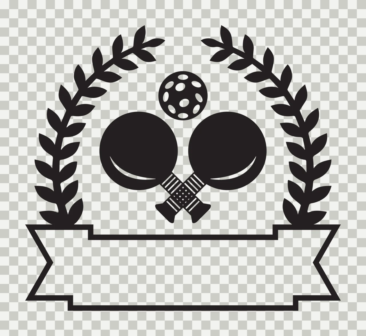 Table Tennis Paddles And Ball Emblem wreath ribbon minimalist transparency and detail preview thumbnail