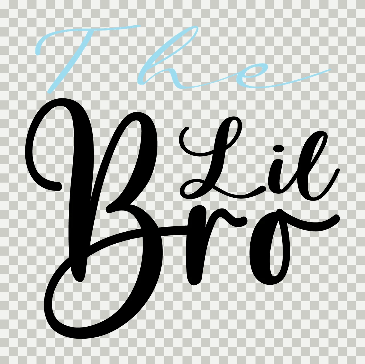 The Lil Bro Script Text letters calligraphy black white typography transparency and detail preview thumbnail