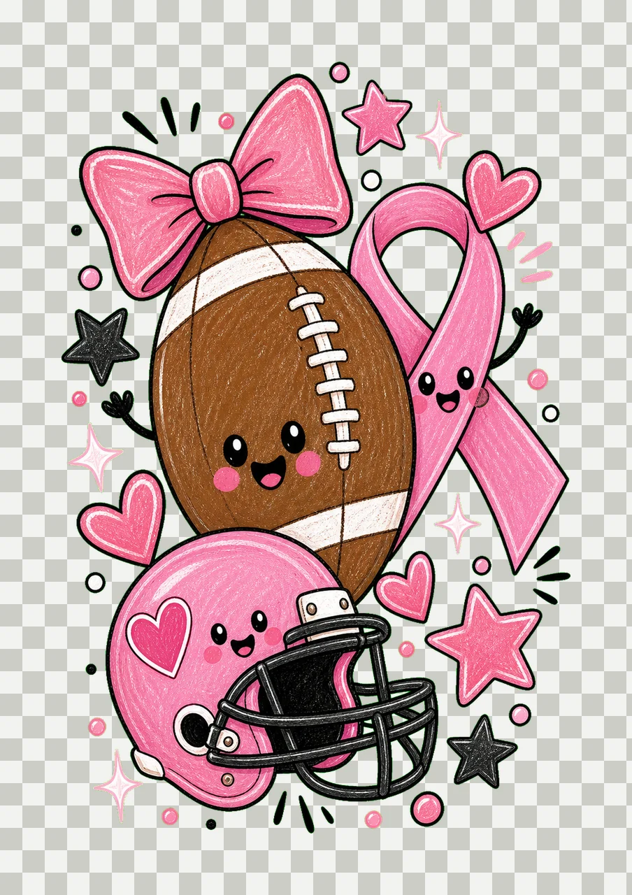 Tackle Breast Cancer Cute Football Awareness Design Football transparency and detail preview thumbnail