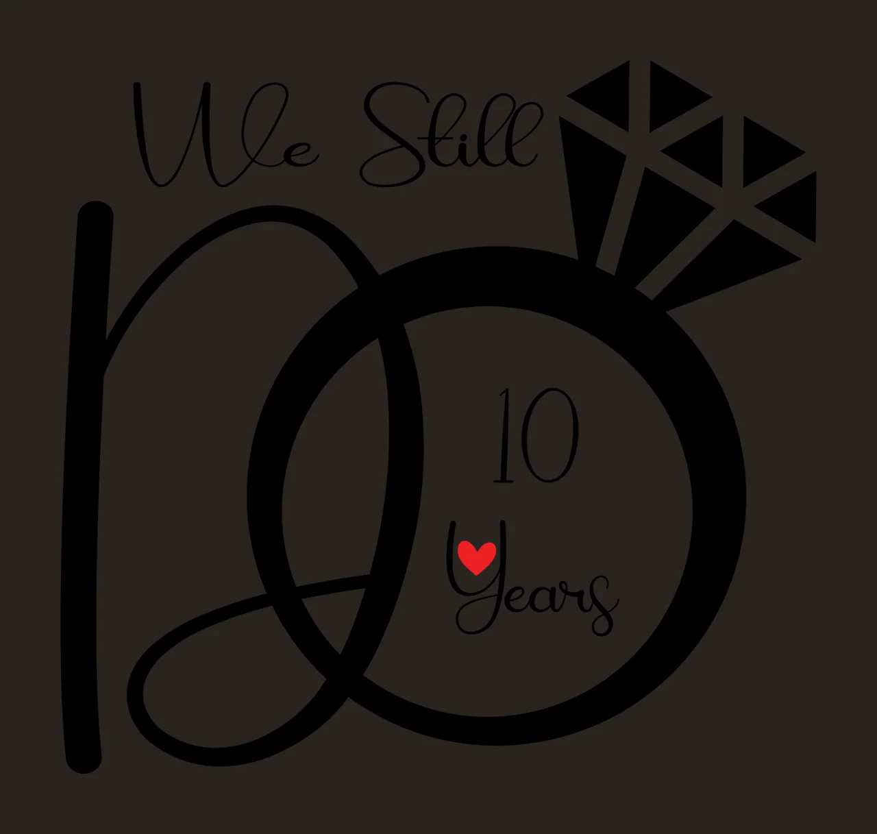 Ring Anniversary With Diamond And Text In Black contrast preview thumbnail
