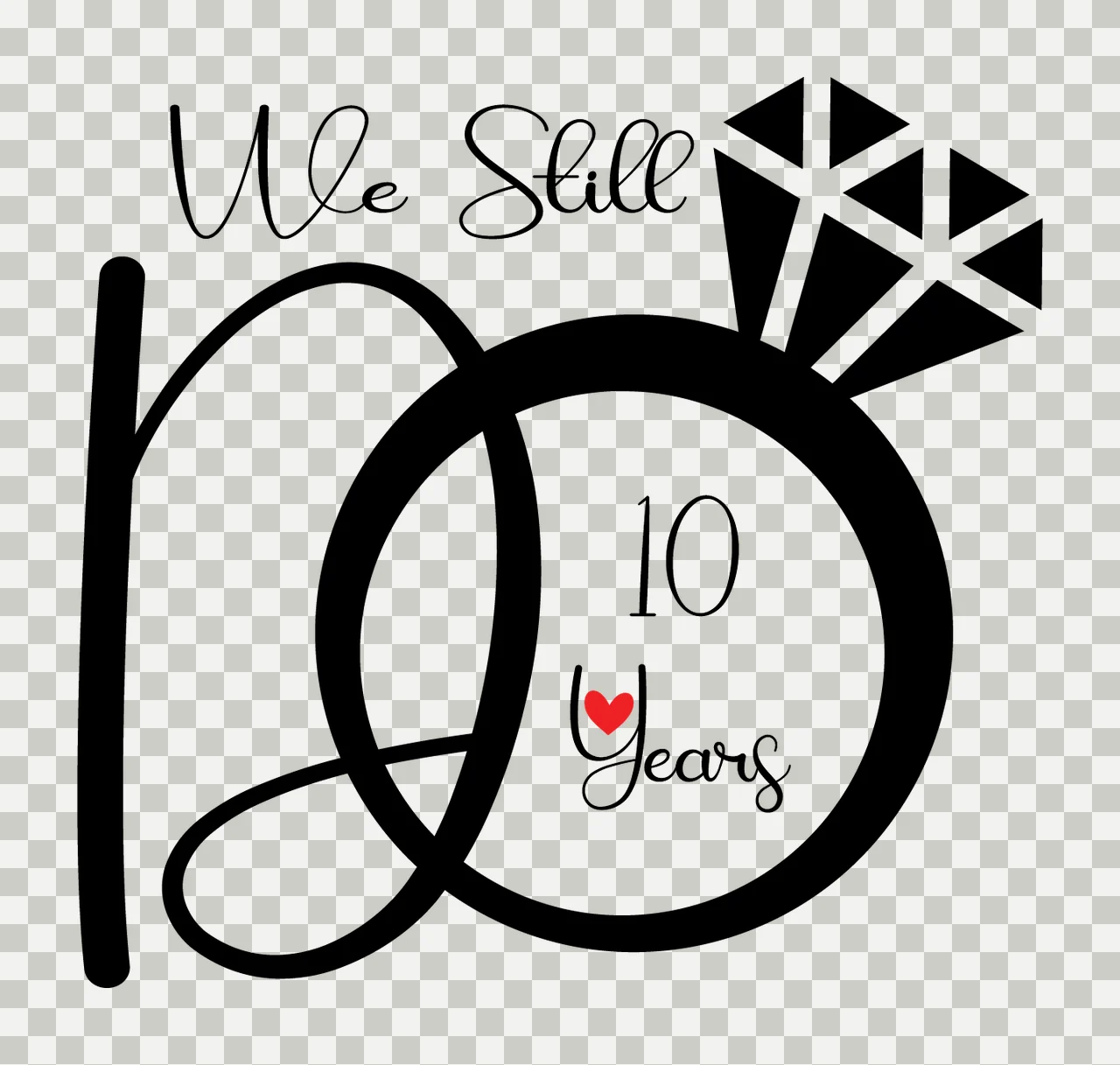 Ring Anniversary With Diamond And Text In Black transparency and detail preview thumbnail