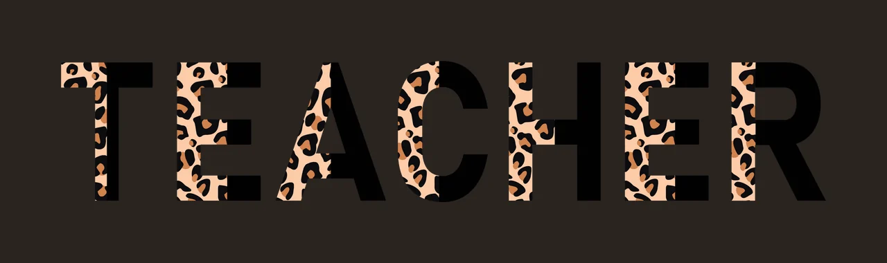 TEACHER Typography Design with leopard-print letters and black letters in brown and tan contrast preview thumbnail