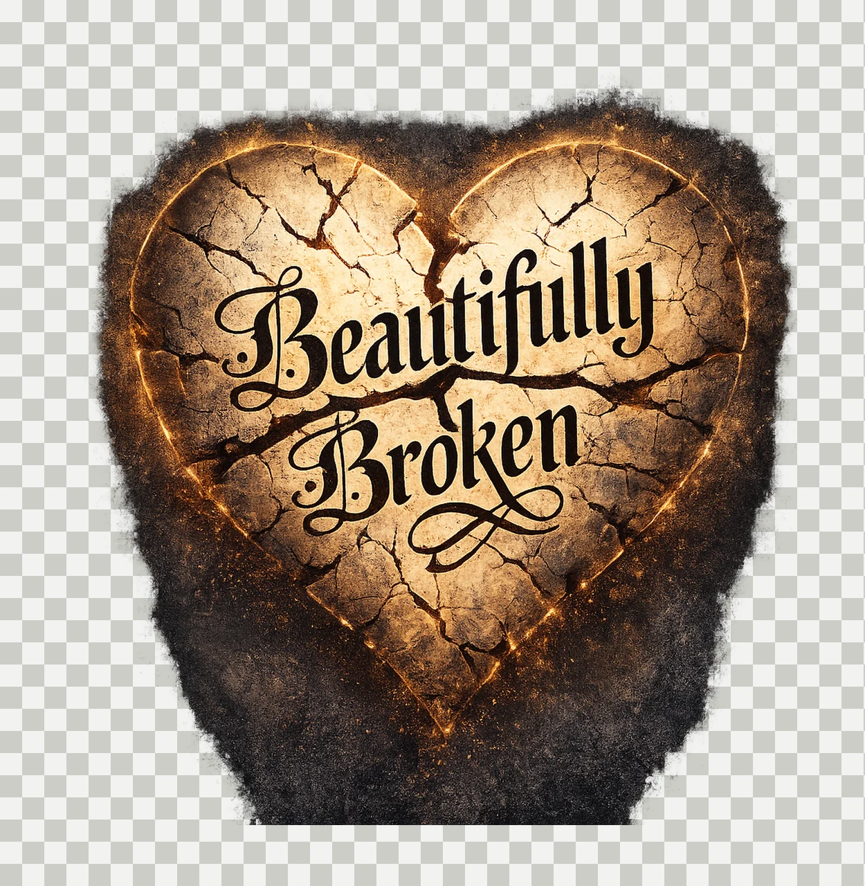 Beautifully Broken DTF Sublimation Heart Design transparency and detail preview thumbnail