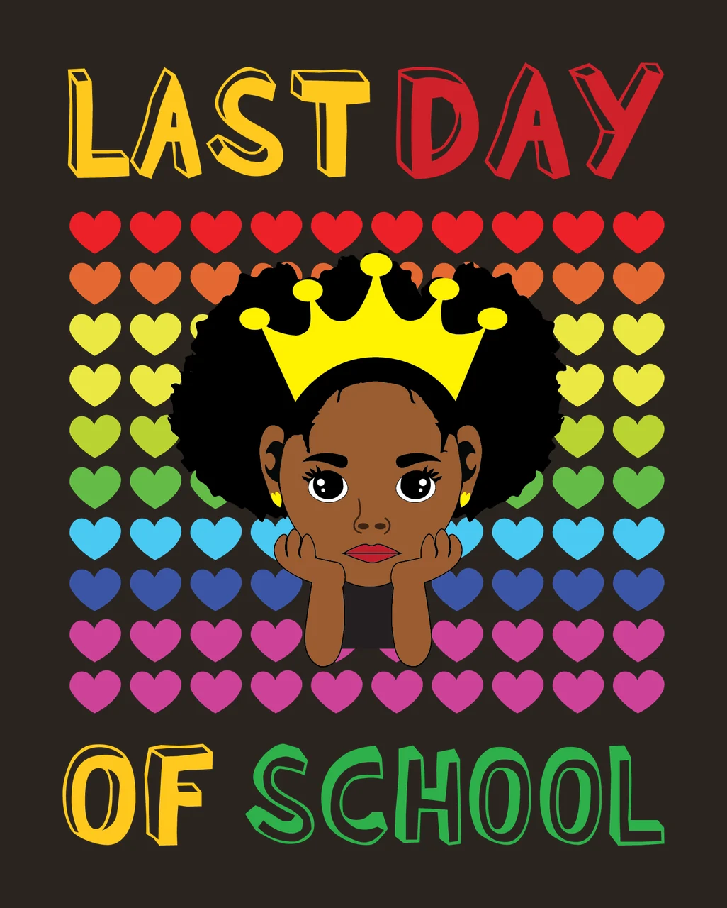 Last Day Of School Heart Pattern displayed hearts silhouette contrast preview thumbnail