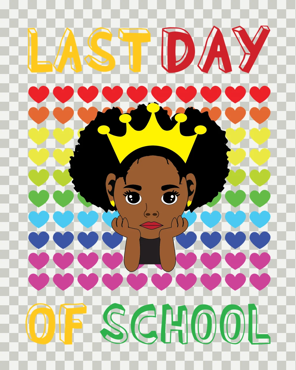 Last Day Of School Heart Pattern displayed hearts silhouette transparency and detail preview thumbnail