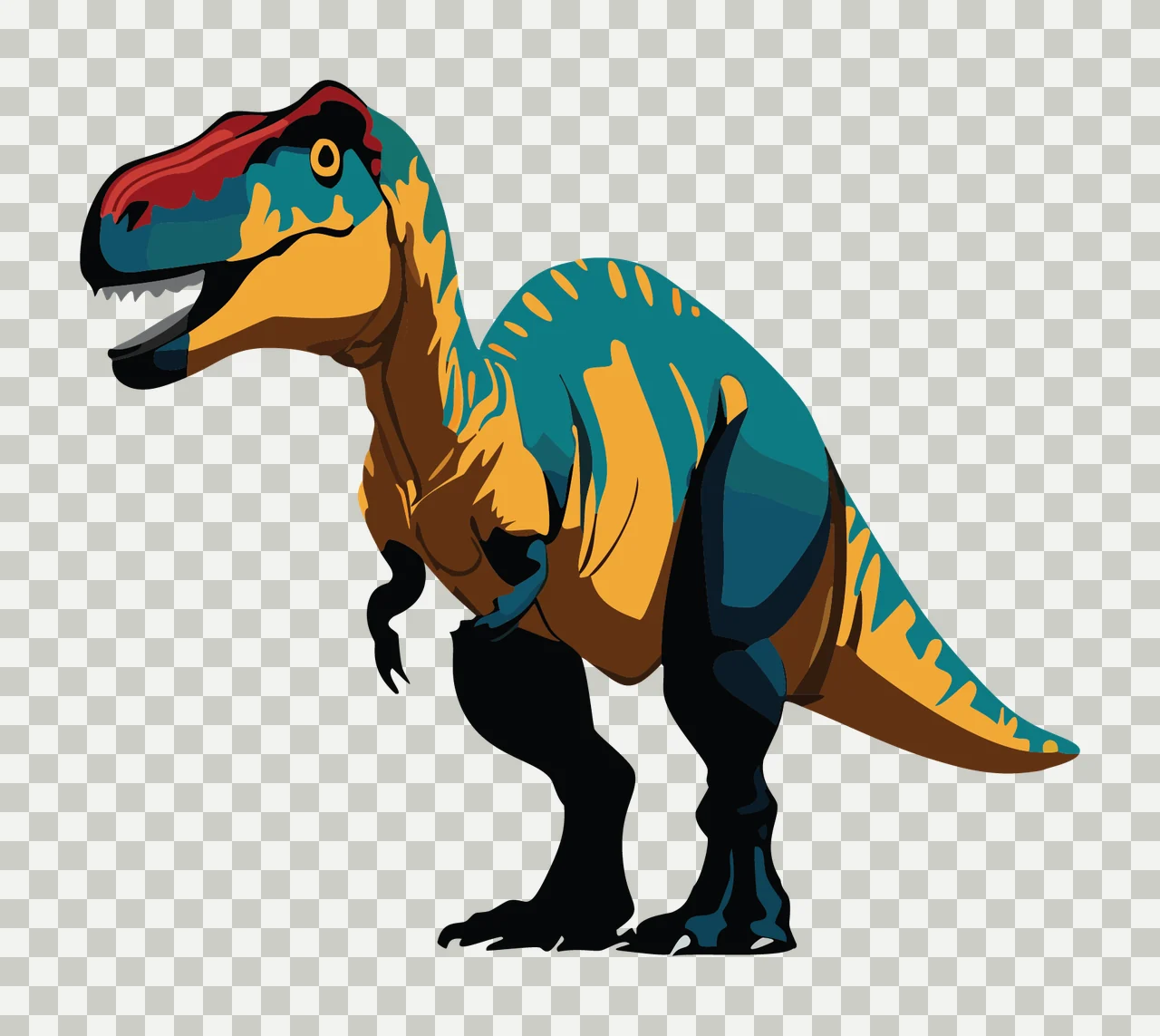 Dinosaur Silhouette With Open Mouth standing tail black creature transparency and detail preview thumbnail
