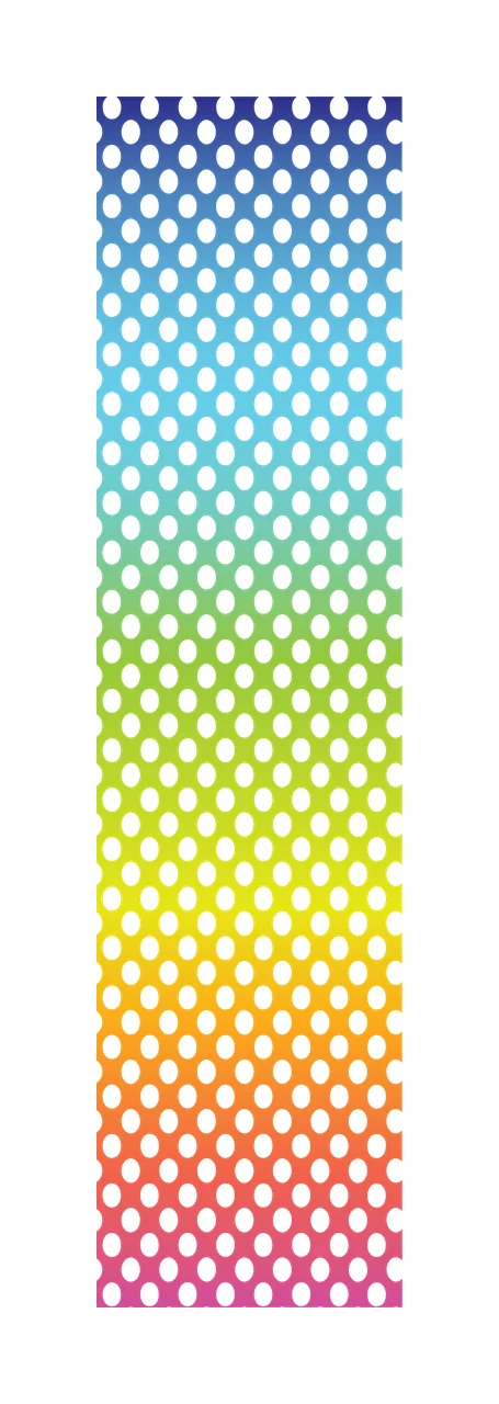 Polka dot pattern with polka dots circles rainbow gradient and vertical strip in blue cyan and green