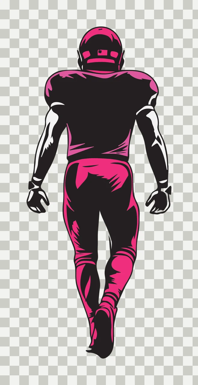 Football Player Standing Back View helmet pads line drawing transparency and detail preview thumbnail