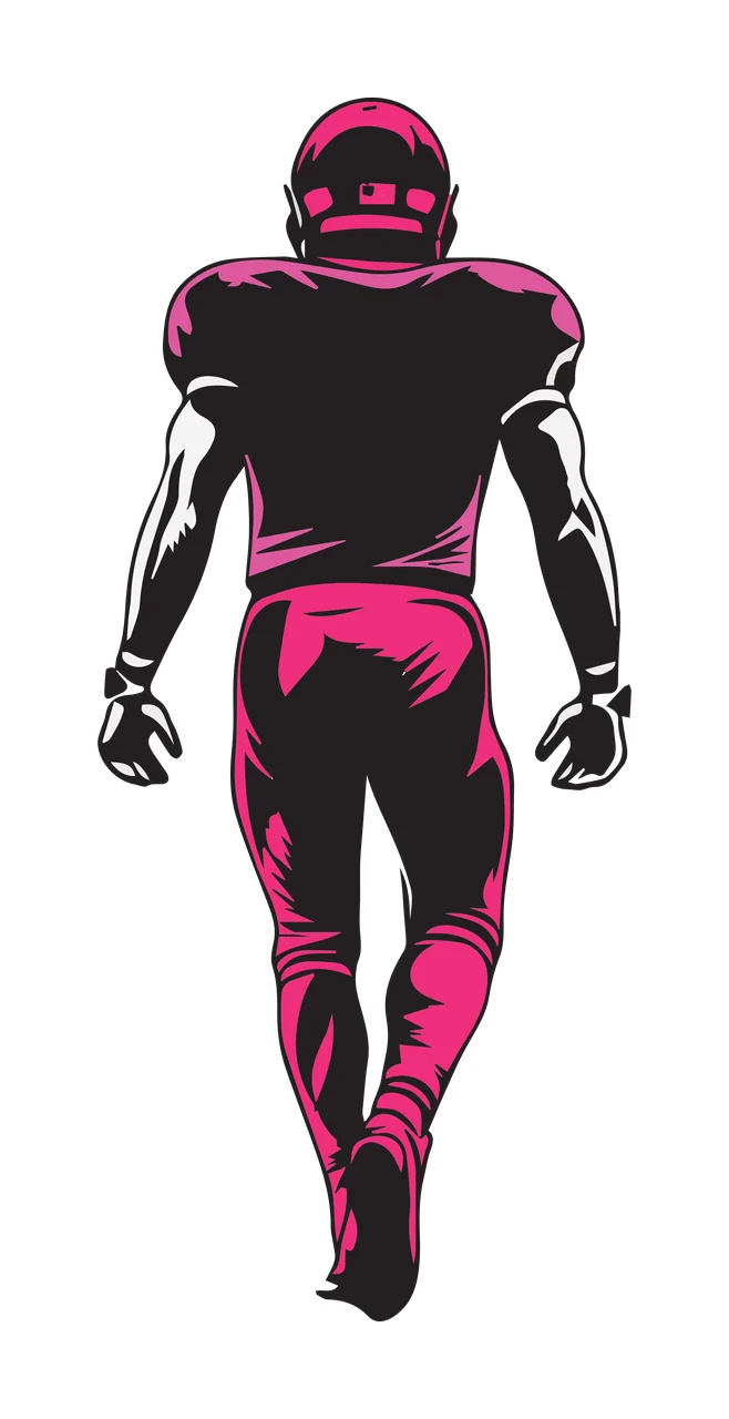 Football Player Standing Back View helmet pads line drawing