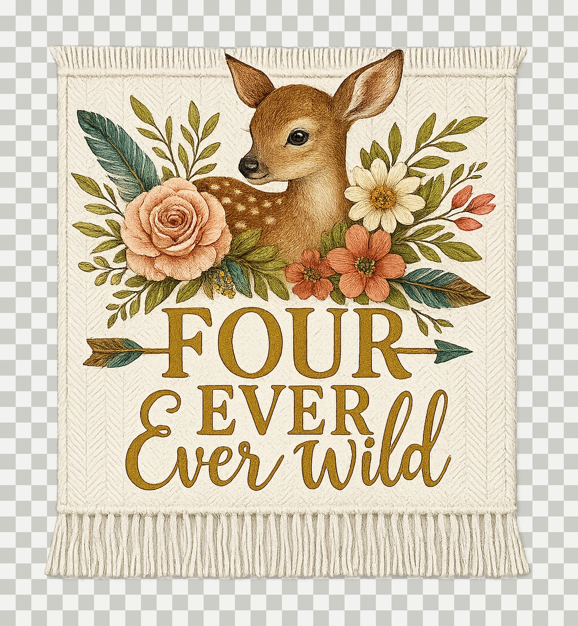 Fourth Birthday Four Ever Wild Boho Girl Birthday Design 4th transparency and detail preview thumbnail