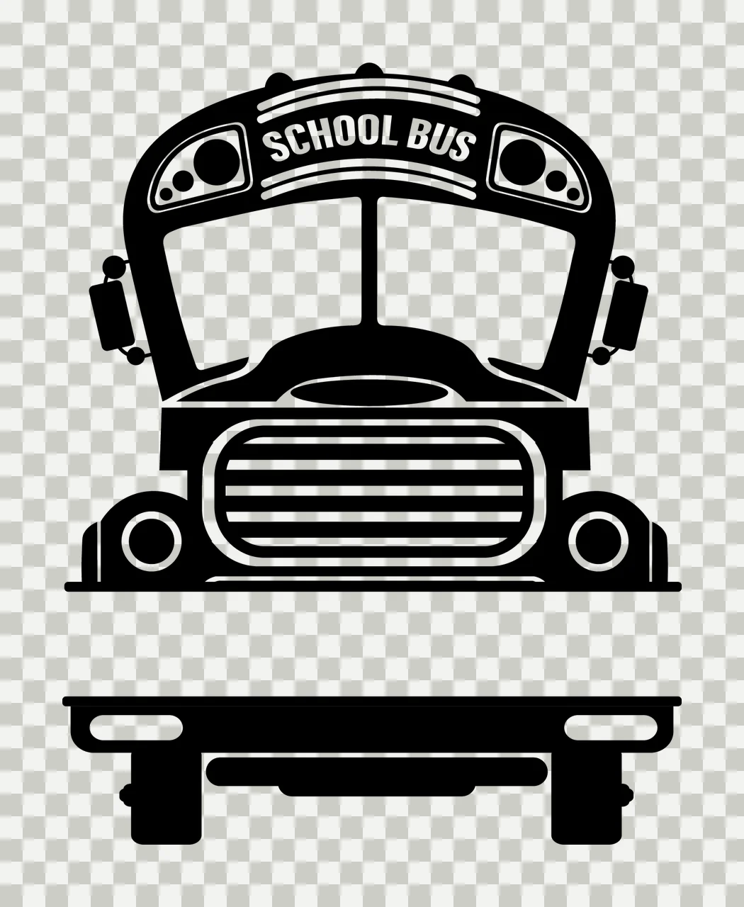 School Bus Front View Graphic transparency and detail preview thumbnail